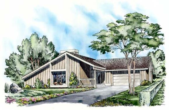 Contemporary, Ranch House Plan 26740 with 3 Beds, 2 Baths, 2 Car Garage Elevation
