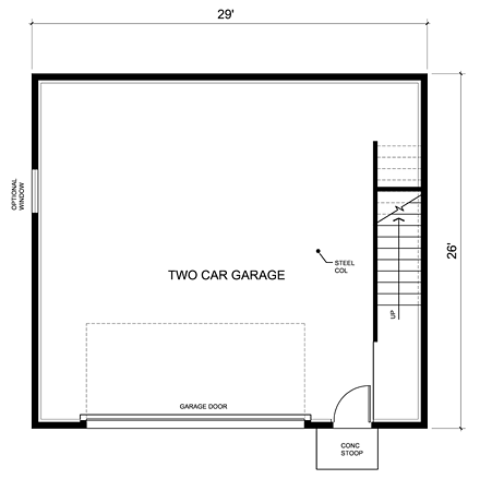 Contemporary 2 Car Garage Plan 30010 First Level Plan