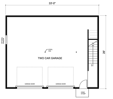 Contemporary 2 Car Garage Plan 30011 First Level Plan
