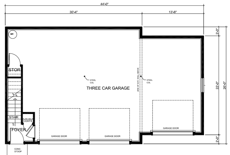 Cape Cod, Country 3 Car Garage Apartment Plan 30031 with 1 Beds, 1 Baths Level One