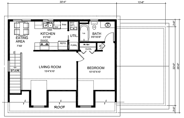 Cape Cod, Country 3 Car Garage Apartment Plan 30031 with 1 Beds, 1 Baths Level Two