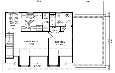 Cape Cod, Country 3 Car Garage Apartment Plan 30031 with 1 Beds, 1 Baths Second Level Plan