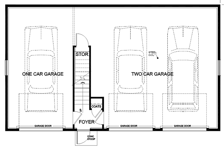 Cape Cod, Country, Traditional 3 Car Garage Apartment Plan 30032 with 2 Beds, 2 Baths Level One