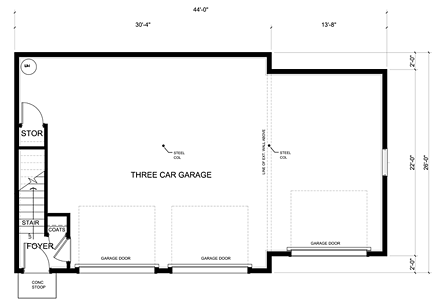 Cape Cod, Saltbox, Traditional 3 Car Garage Apartment Plan 30033 First Level Plan
