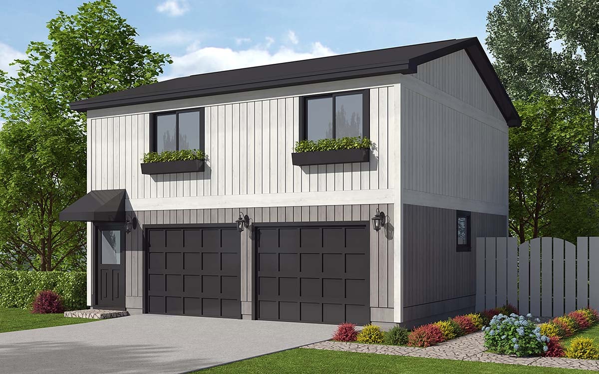 Contemporary, Traditional Garage-Living Plan 30040 with 2 Beds, 1 Baths, 2 Car Garage Elevation