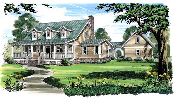 Country, Farmhouse, Traditional House Plan 30500 with 3 Beds, 3 Baths, 2 Car Garage Elevation