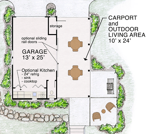 Craftsman, Farmhouse, Traditional 2 Car Garage Plan 30505 Level One