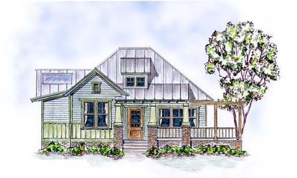 Colonial, Cottage, Craftsman House Plan 30506 with 2 Beds, 2 Baths Elevation