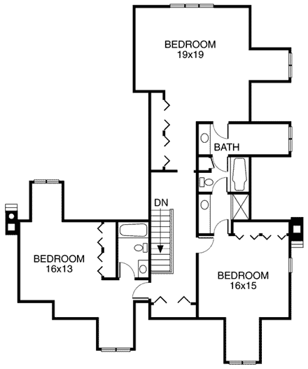 Cape Cod, Contemporary, Country, Traditional House Plan 32025 with 4 Beds, 4 Baths Second Level Plan