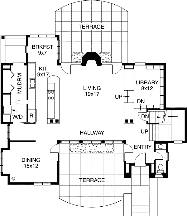 Contemporary, Mediterranean House Plan 32104 with 3 Beds, 3 Baths Level One