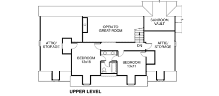 Cape Cod, Colonial, Southern, Traditional House Plan 32218 with 3 Beds, 4 Baths, 3 Car Garage Second Level Plan