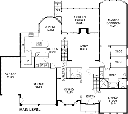 European, Traditional House Plan 32230 with 5 Beds, 5 Baths, 3 Car Garage First Level Plan