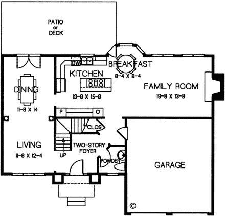 European, Traditional House Plan 32251 with 3 Beds, 3 Baths, 2 Car Garage First Level Plan