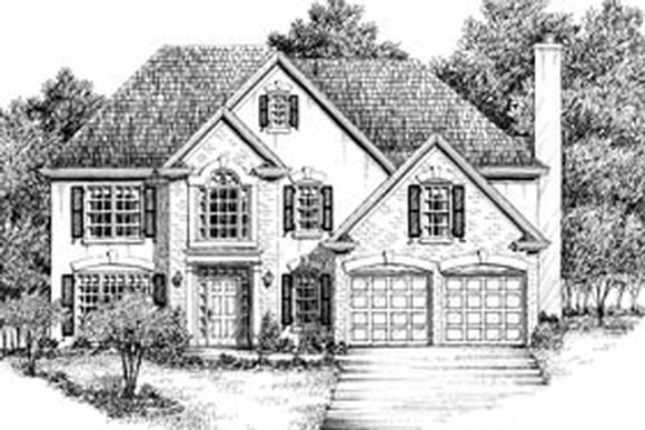 European, Traditional House Plan 32251 with 3 Beds, 3 Baths, 2 Car Garage Elevation