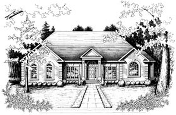 Colonial, European, One-Story House Plan 32252 with 3 Beds, 3 Baths, 2 Car Garage Elevation
