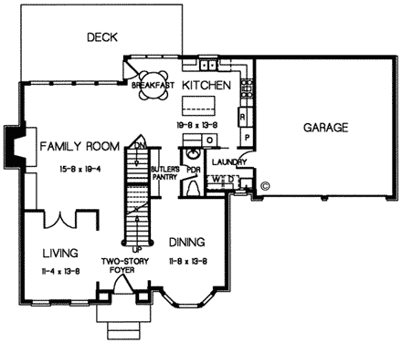 Colonial, European, Southern House Plan 32253 with 4 Beds, 4 Baths, 2 Car Garage First Level Plan