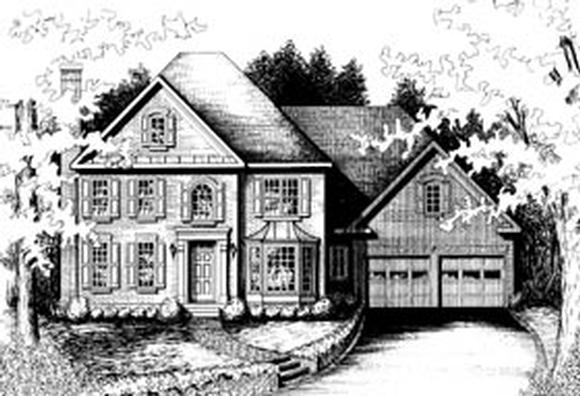 Colonial, European, Southern House Plan 32253 with 4 Beds, 4 Baths, 2 Car Garage Elevation