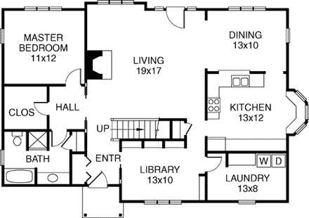 Bungalow, Cape Cod, Coastal, Cottage House Plan 32341 with 3 Beds, 2 Baths First Level Plan