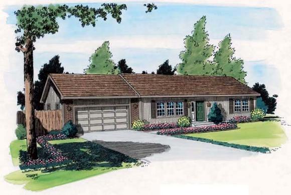 One-Story, Ranch, Traditional House Plan 34002 with 3 Beds, 1 Baths, 2 Car Garage Elevation