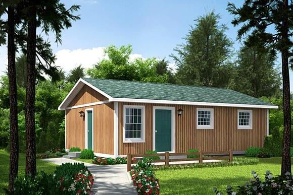 Cabin, One-Story, Ranch House Plan 34020 with 3 Beds, 1 Baths Elevation