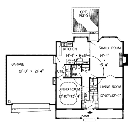 Country, Traditional House Plan 34027 with 4 Beds, 3 Baths, 2 Car Garage First Level Plan