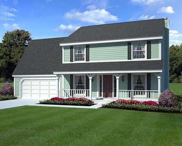 Country, Traditional House Plan 34027 with 4 Beds, 3 Baths, 2 Car Garage Elevation
