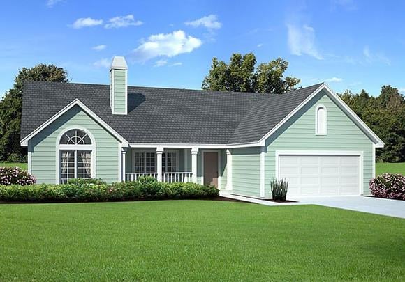 Country, One-Story, Ranch, Traditional House Plan 34031 with 3 Beds, 3 Baths, 2 Car Garage Elevation
