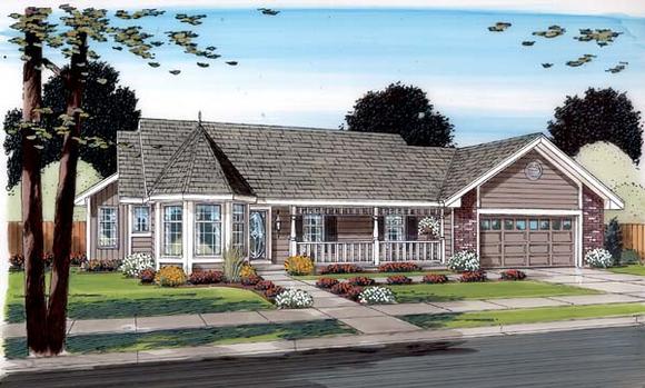Country, One-Story, Ranch, Traditional House Plan 34043 with 3 Beds, 2 Baths, 2 Car Garage Elevation