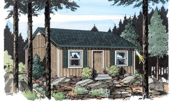 Cabin, Cottage, Traditional House Plan 34075 with 2 Beds, 1 Baths Elevation