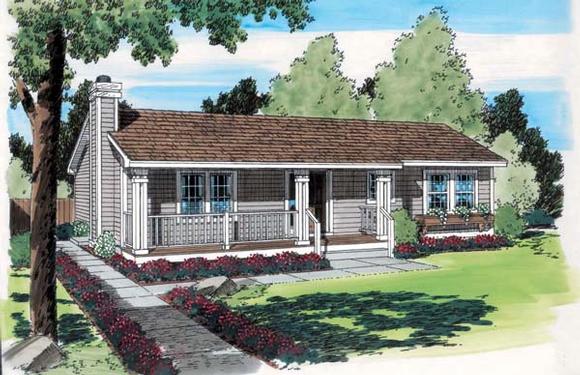Country, One-Story, Ranch, Traditional House Plan 34328 with 3 Beds, 1 Baths Elevation