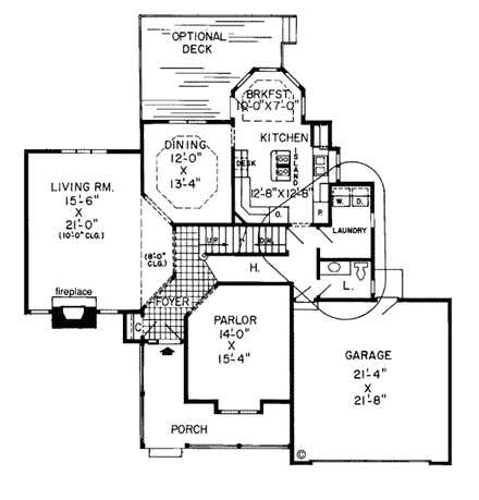 Farmhouse, Traditional House Plan 34926 with 3 Beds, 3 Baths, 2 Car Garage First Level Plan