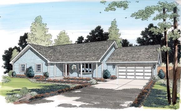 One-Story, Ranch, Traditional House Plan 35003 with 3 Beds, 2 Baths, 2 Car Garage Elevation