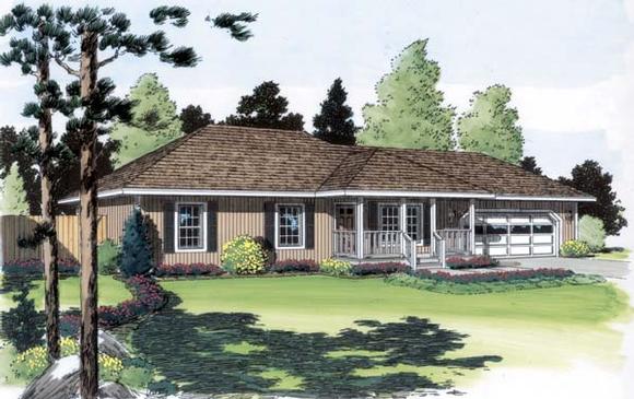 Contemporary, One-Story, Ranch, Traditional House Plan 35004 with 3 Beds, 2 Baths, 2 Car Garage Elevation