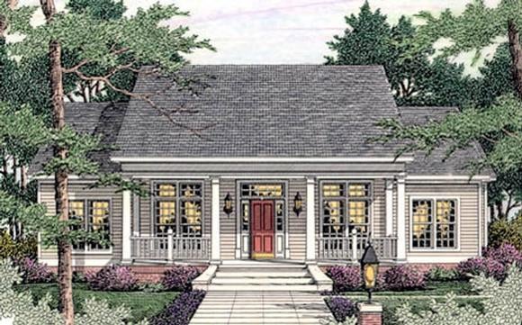 Colonial, Country, Southern House Plan 40014 with 4 Beds, 3 Baths, 2 Car Garage Elevation