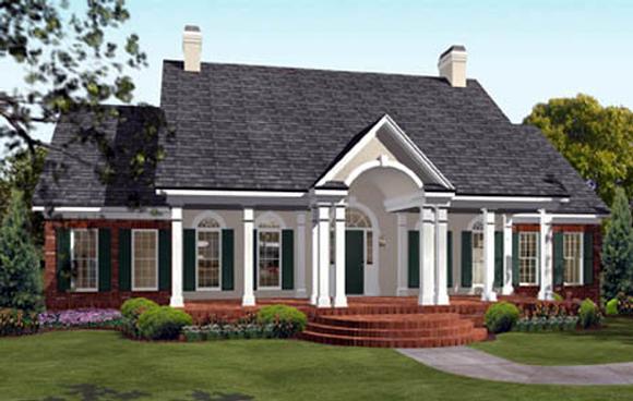 Colonial, European, Southern House Plan 40019 with 3 Beds, 3 Baths, 2 Car Garage Elevation