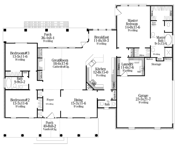 Cape Cod, Colonial House Plan 40020 with 3 Beds, 3 Baths, 2 Car Garage Level One