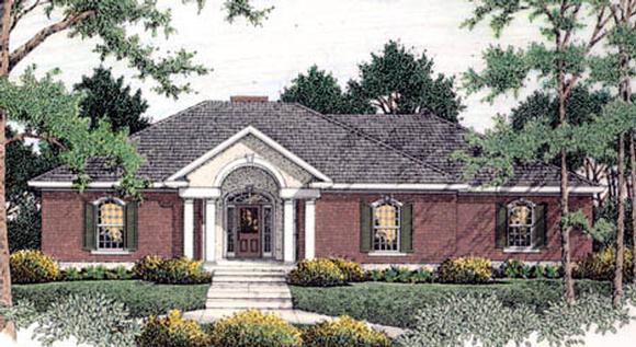 Colonial, European House Plan 40021 with 3 Beds, 2 Baths, 2 Car Garage Elevation
