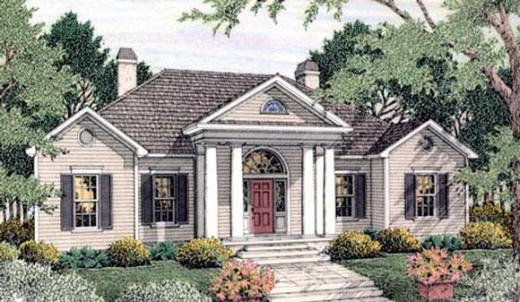 Colonial, European House Plan 40023 with 4 Beds, 3 Baths, 2 Car Garage Elevation