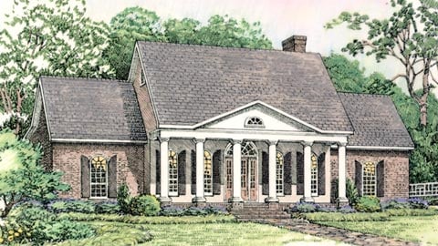 Colonial, European, Southern House Plan 40024 with 3 Beds, 3 Baths, 2 Car Garage Elevation