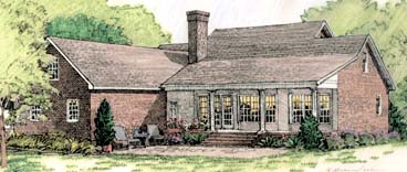 Colonial, European, Southern House Plan 40024 with 3 Beds, 3 Baths, 2 Car Garage Rear Elevation