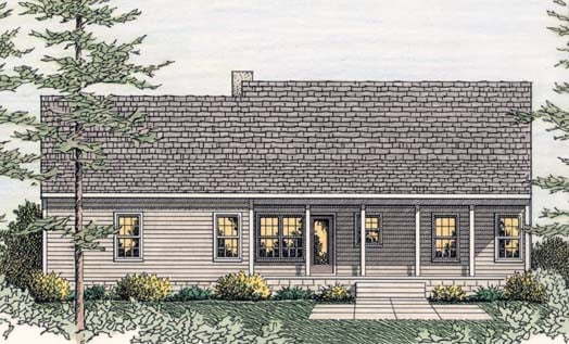 Country, Ranch House Plan 40026 with 3 Beds, 2 Baths, 2 Car Garage Rear Elevation