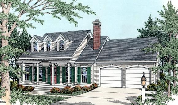 Cape Cod, Country House Plan 40029 with 3 Beds, 2 Baths, 2 Car Garage Elevation