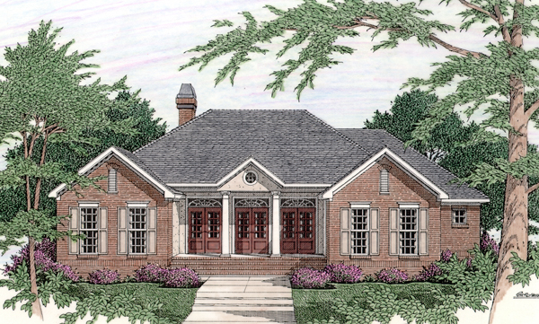 Colonial House Plan 40030 with 3 Beds, 2 Baths, 2 Car Garage Elevation