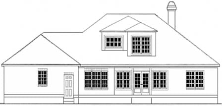 Colonial House Plan 40030 with 3 Beds, 2 Baths, 2 Car Garage Rear Elevation