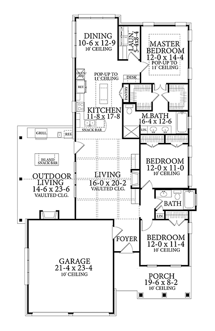 Cape Cod, Coastal, Cottage, Country, Southern, Traditional House Plan 40040 with 3 Beds, 2 Baths, 2 Car Garage First Level Plan
