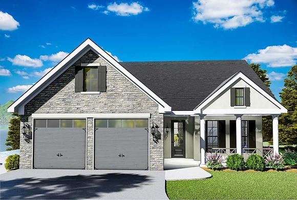 Cape Cod, Coastal, Cottage, Country, Southern, Traditional House Plan 40040 with 3 Beds, 2 Baths, 2 Car Garage Elevation