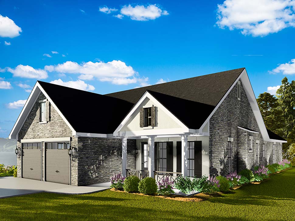 Cape Cod, Coastal, Cottage, Country, Southern, Traditional Plan with 1725 Sq. Ft., 3 Bedrooms, 2 Bathrooms, 2 Car Garage Picture 4