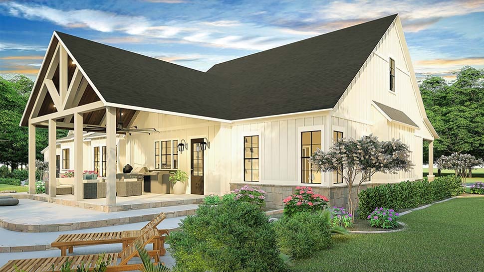Country, Farmhouse, Southern Plan with 2252 Sq. Ft., 3 Bedrooms, 2 Bathrooms, 2 Car Garage Picture 2