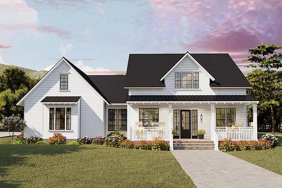 Cottage, Country, Craftsman, Farmhouse, Ranch, Southern, Traditional House Plan 40046 with 4 Beds, 2 Baths, 2 Car Garage Elevation