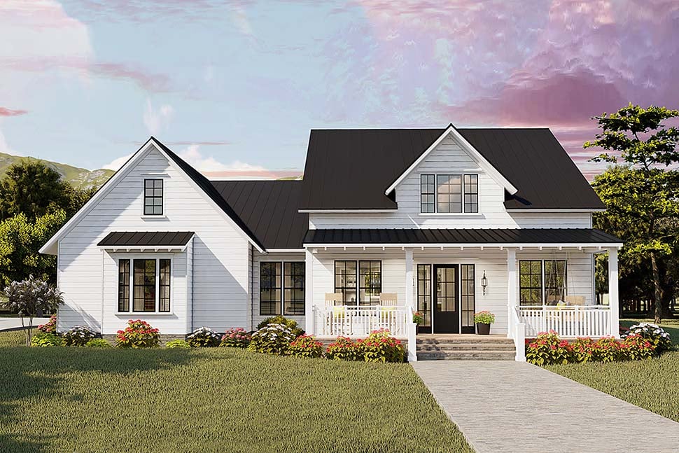 Cottage, Country, Craftsman, Farmhouse, Ranch, Southern, Traditional Plan with 2480 Sq. Ft., 4 Bedrooms, 2 Bathrooms, 2 Car Garage Elevation